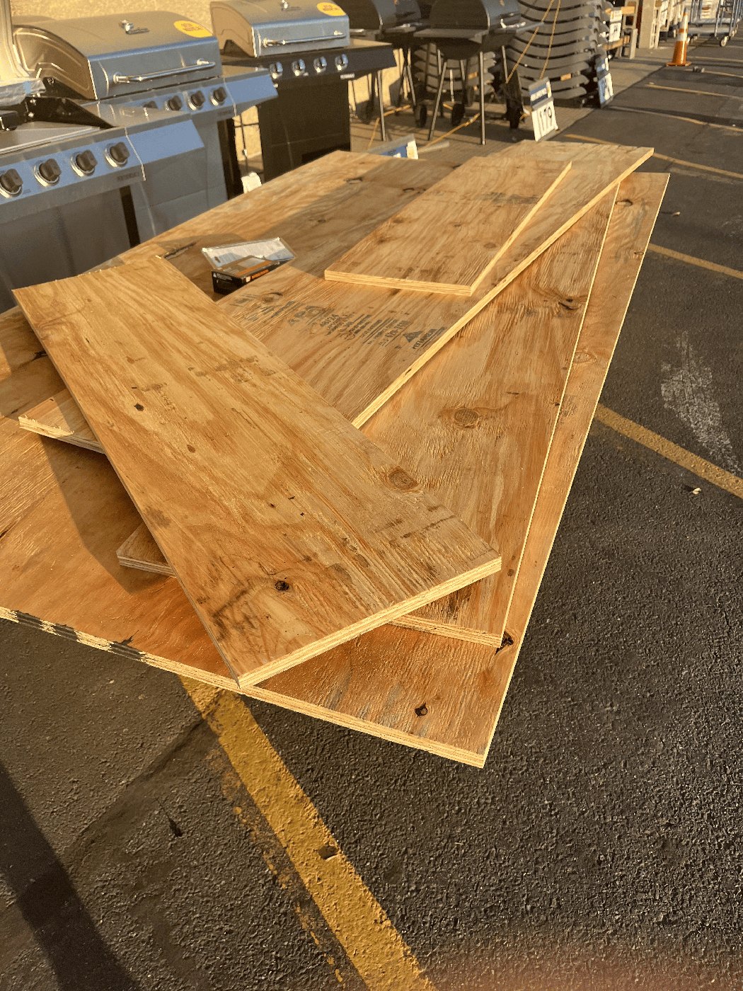 Wooden pieces cut to size for go kart construction